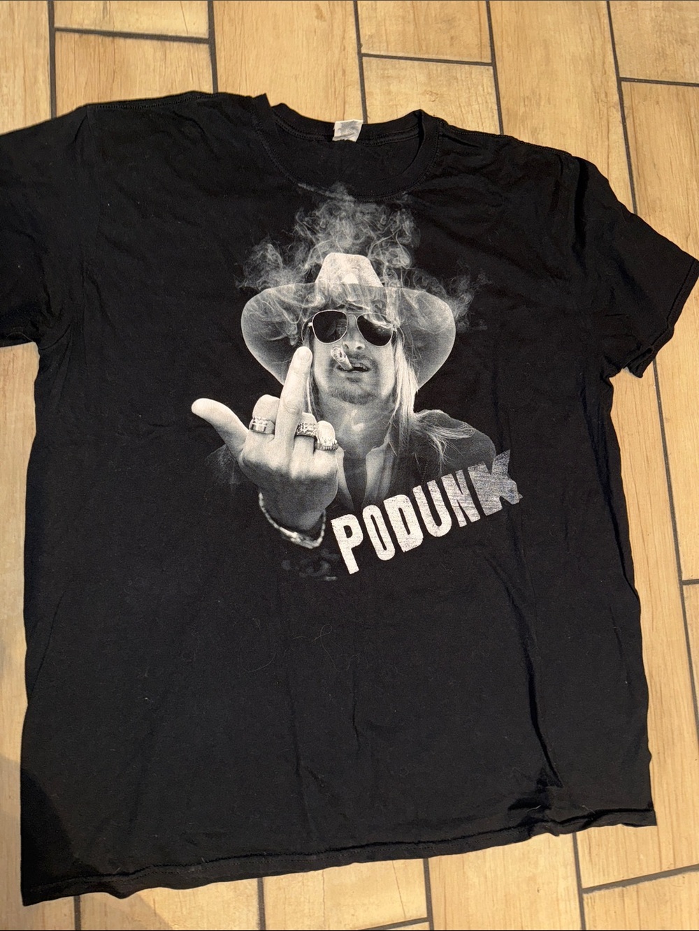 Black PODUNK Graphic Men's Crewneck Short Sleeve T-Shirt